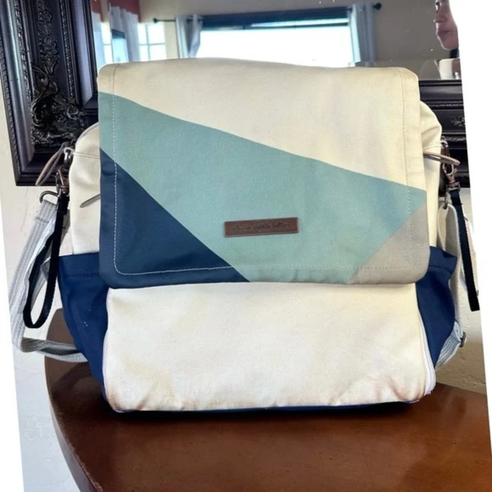 Petunia‎ Pickle Bottom Navy and Teal Abundance Boxy Backpack