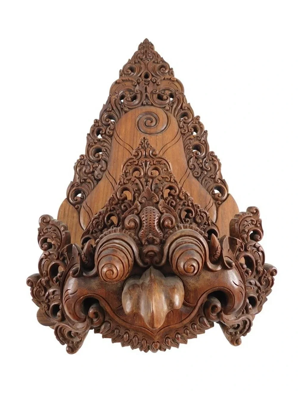 Vintage Balinese Carved Wood Barong Mask Magazine Newspaper Holder Wall Mount