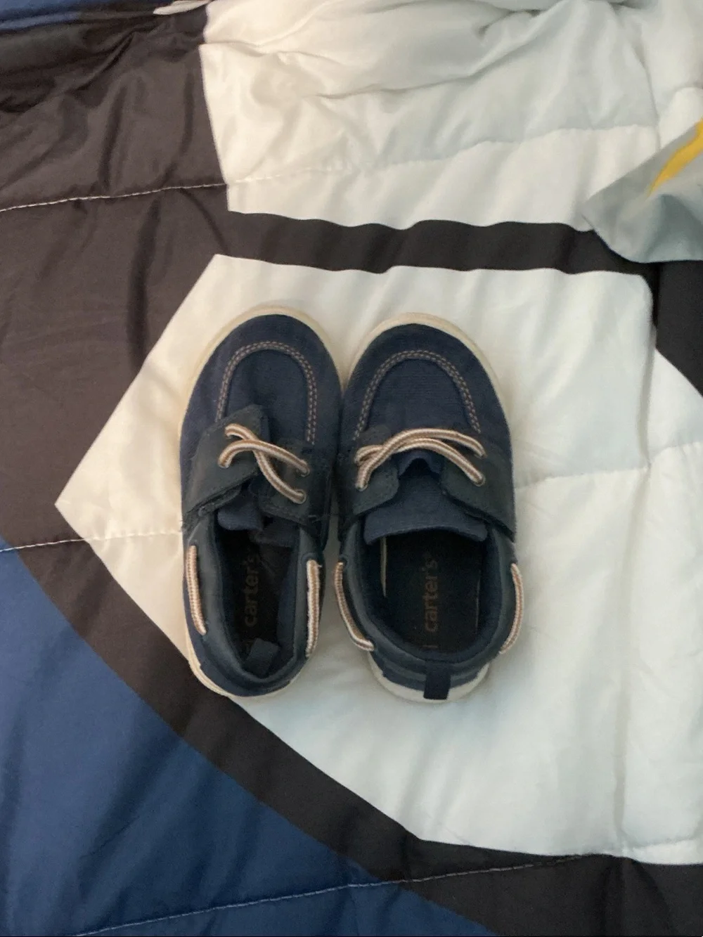 Carter's Navy Blue Slip-On Sneakers with Tan Accents Size 10 US for kids