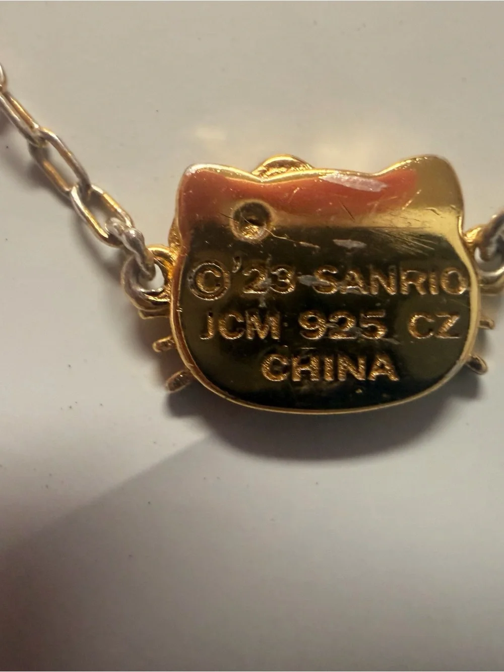 Hello Kitty White Enamel Face Blue Bow Ankle Bracelet or Small Kids Necklace