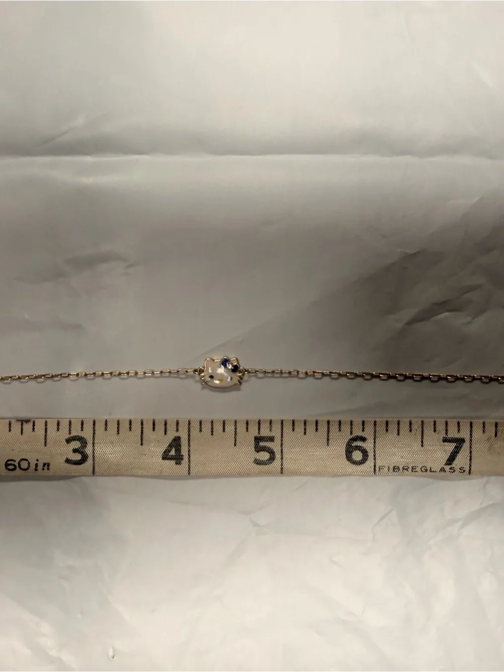 Hello Kitty White Enamel Face Blue Bow Ankle Bracelet or Small Kids Necklace