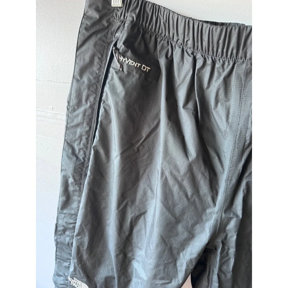 The North Face HyVent DT Black Waterproof Ripstop Rain Pants XL Full Side Zip