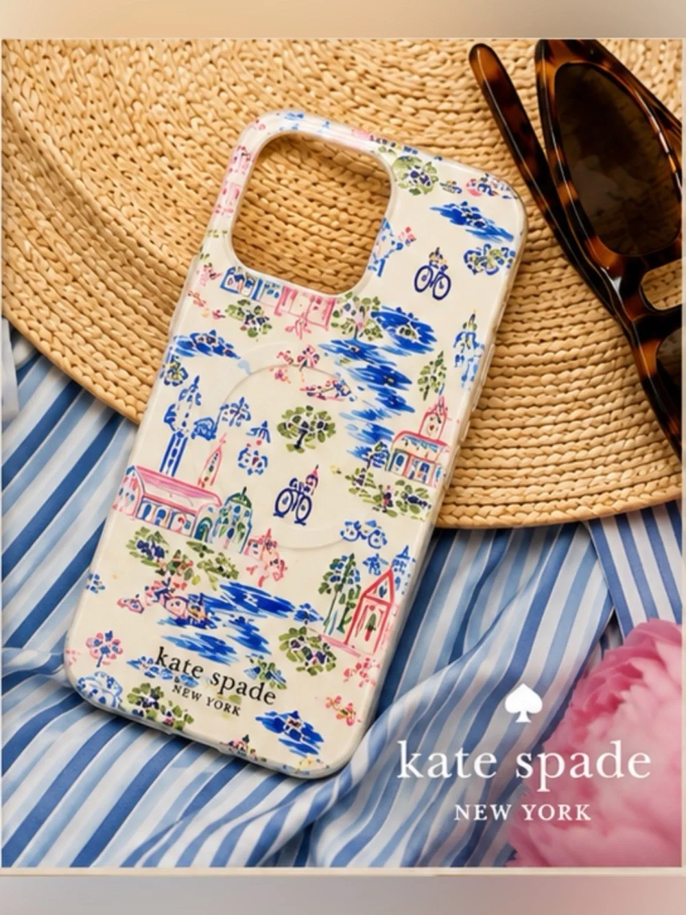 NWT Kate Spade iPhone 16 Pro Max MagSafe Case Coastal Village Print