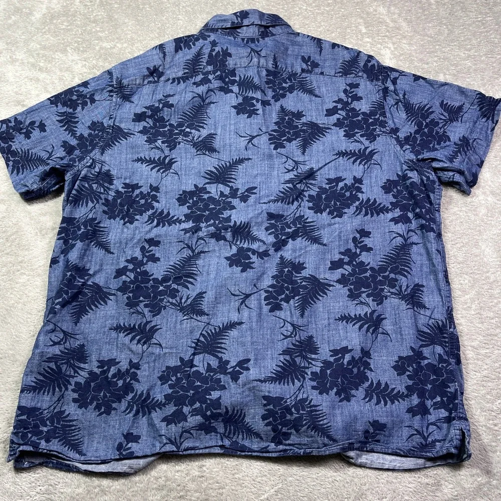 Banana Republic Floral Button‎ Down Shirt Men's XL Short Sleeve Blue Hawaiian