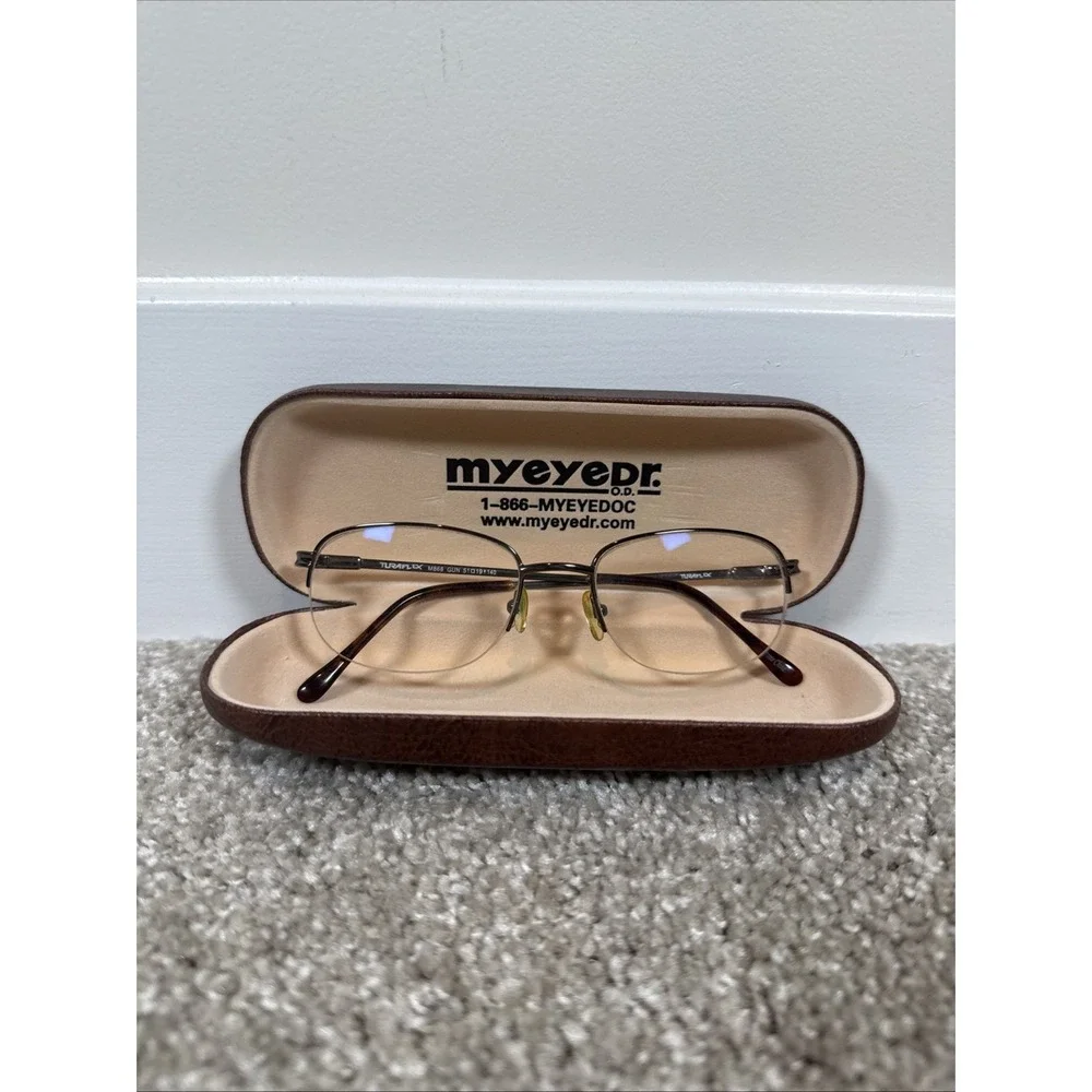 TuraFlex Eyeglasses Frame M868 Men's Gunmetal Rectangular Half Rim 51-19-140‎