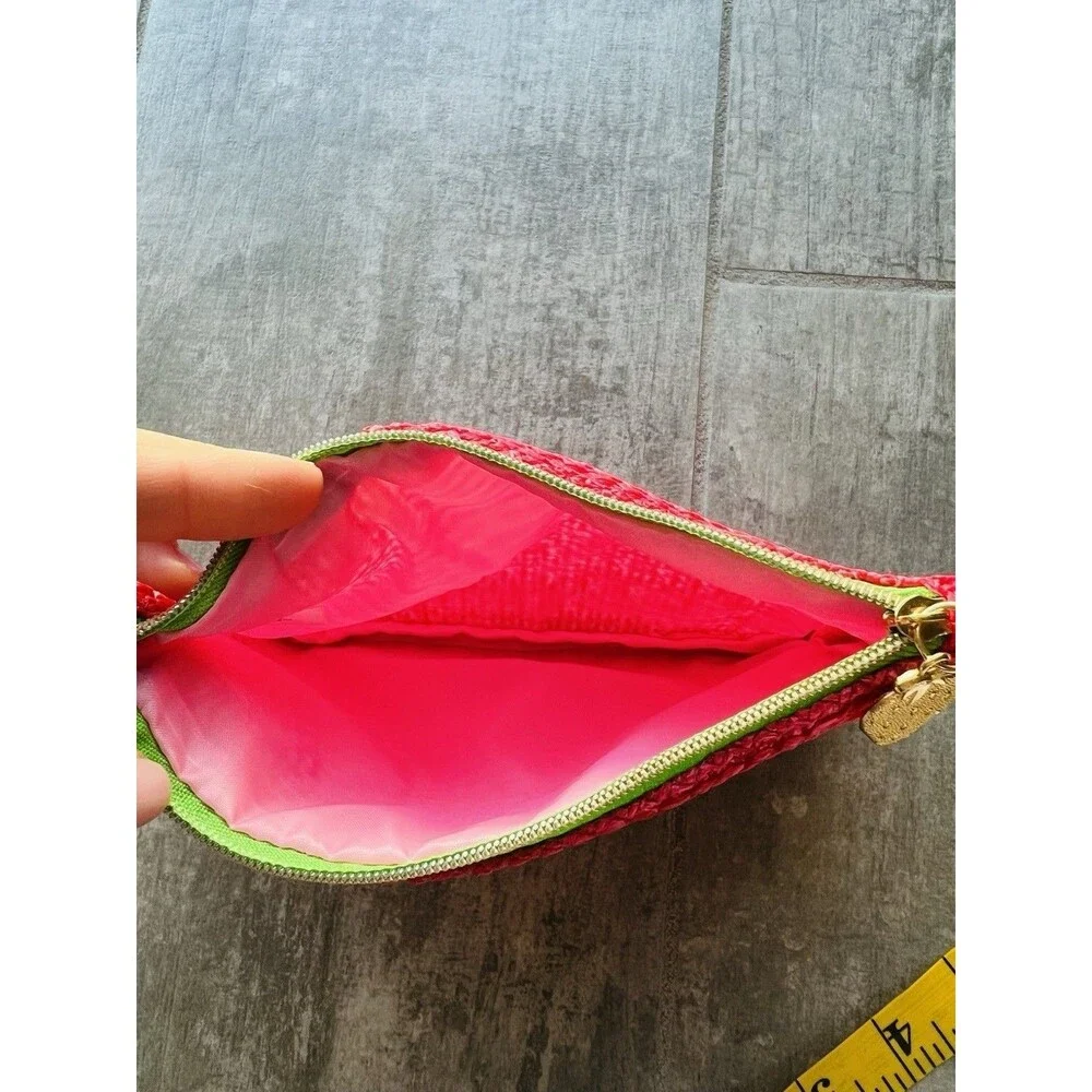 Straw Zip Makeup Bag Travel Pouch Wallet Pencil Case Clutch Organizer Strawberry