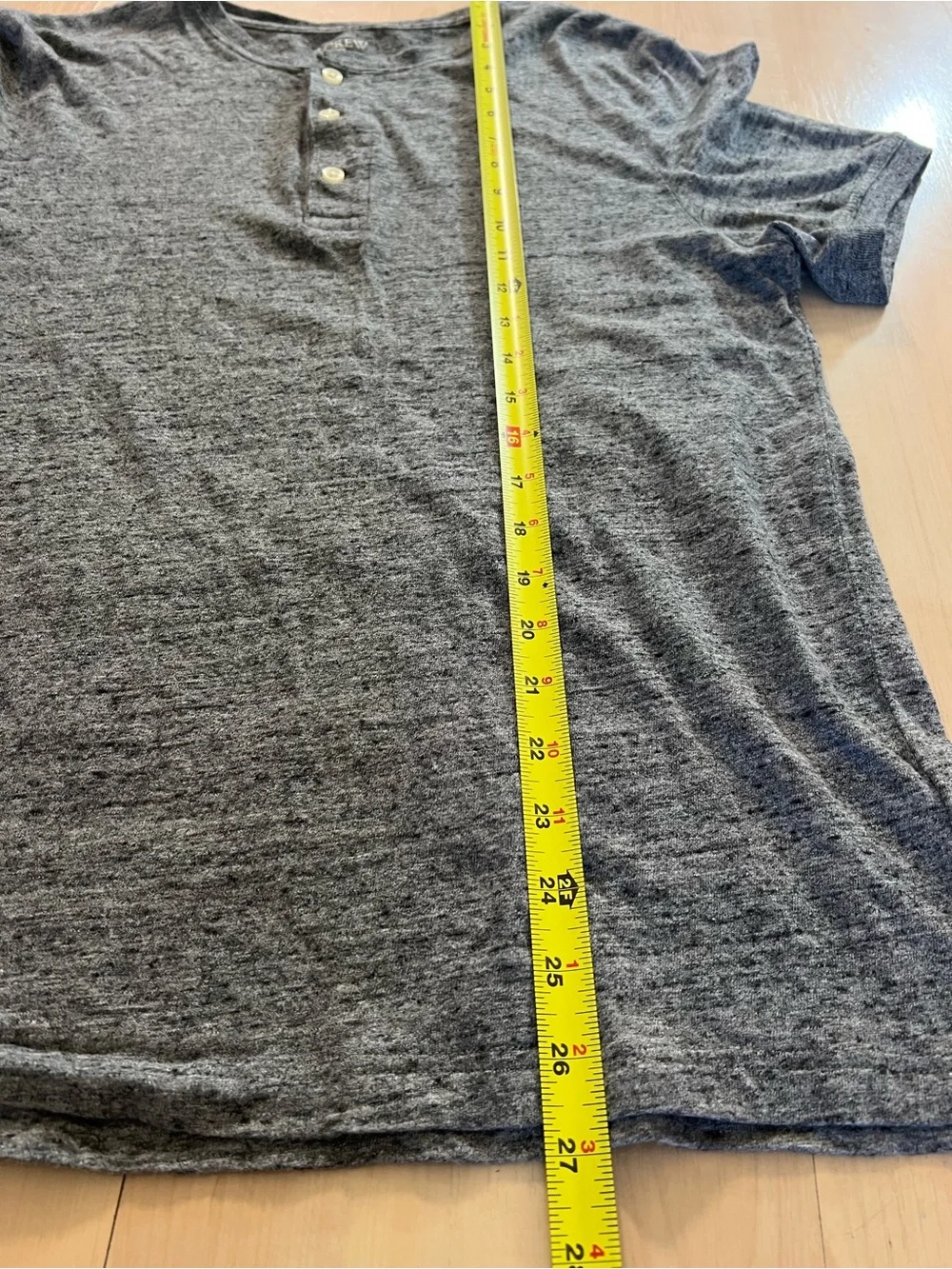 J.Crew Gray Slub Cotton Henley Shirt Men Size M Short Sleeve Casual Basic Tee