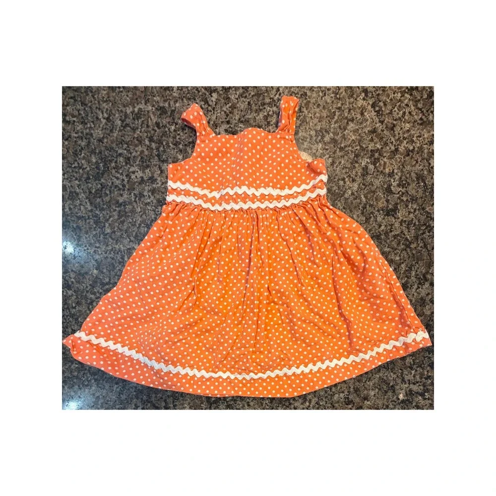 Gymboree Orange Polka Dot‎ Ric-Rac Cotton Dress Girls 18-24 Months 240538993