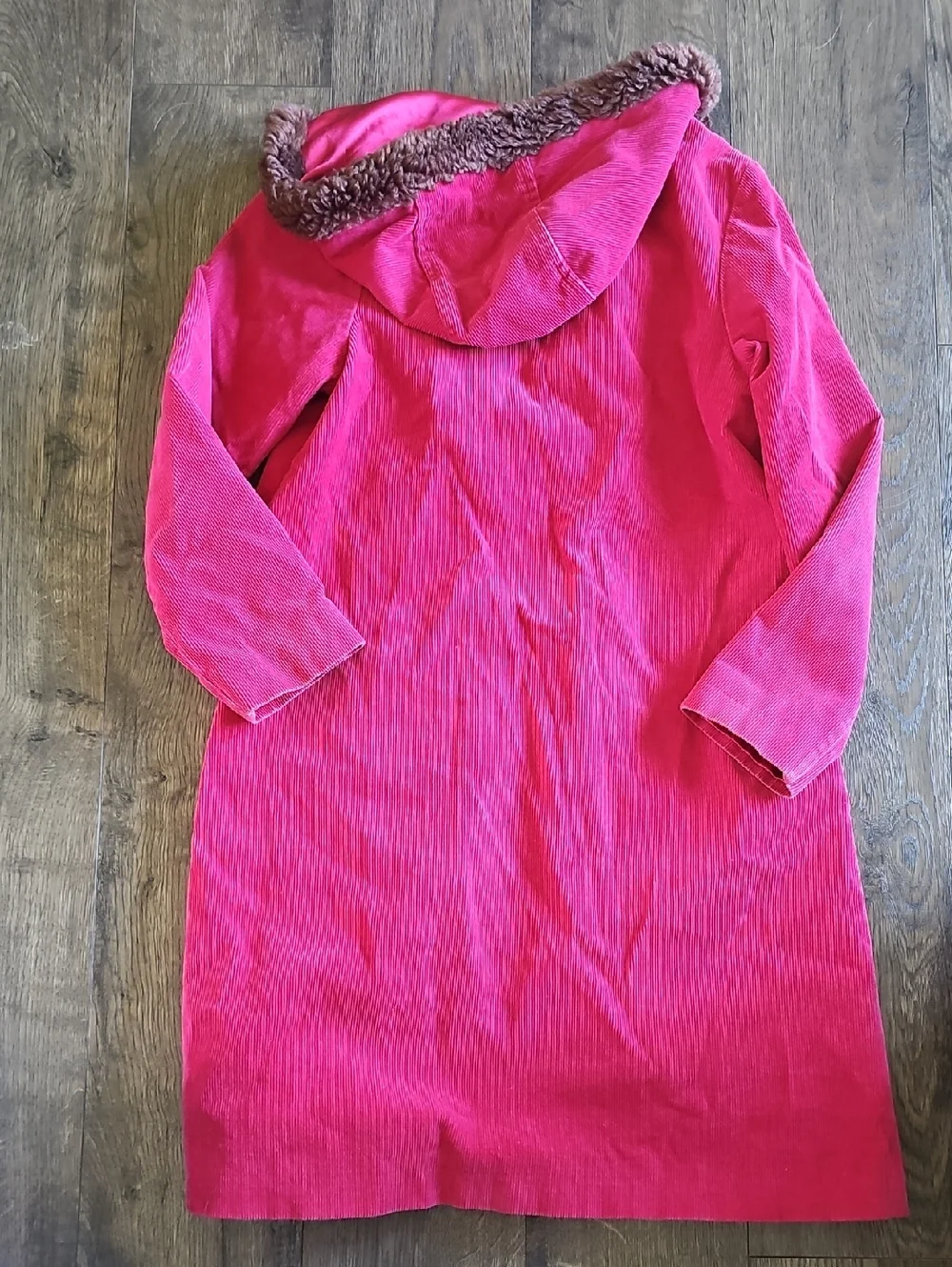 Gymboree Bright Fuchsia Pink Hooded Corduroy Coat Mid Girls Size 10 Vintage