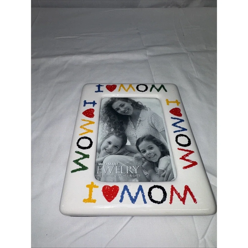 Vintage I Love My Mom Ceramic Picture‎ Frame 3.5 X 5