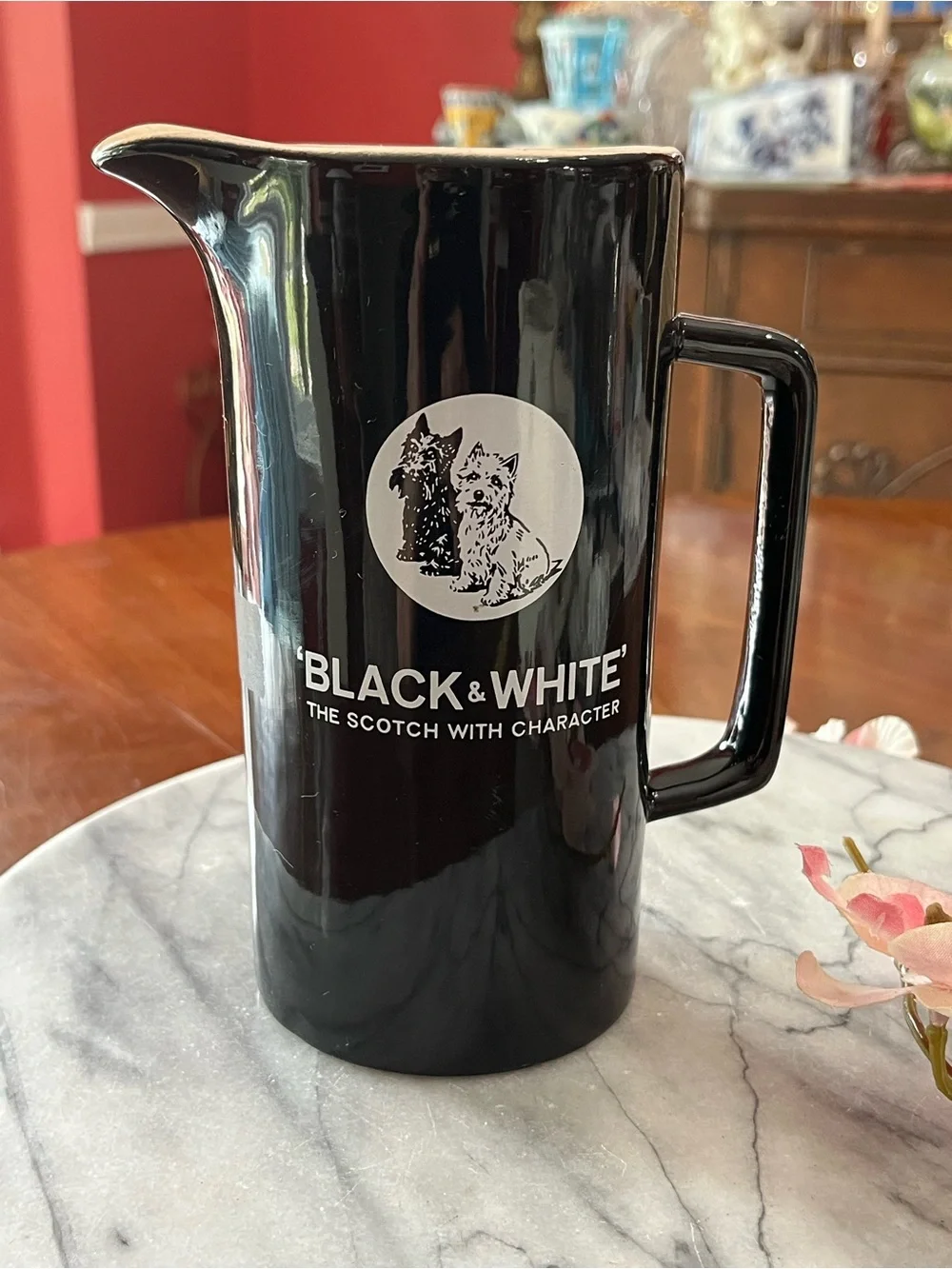VTG A+ Black & White Scotch Whisky Pitcher Wade Regicor London Ceramic Pub Jug
