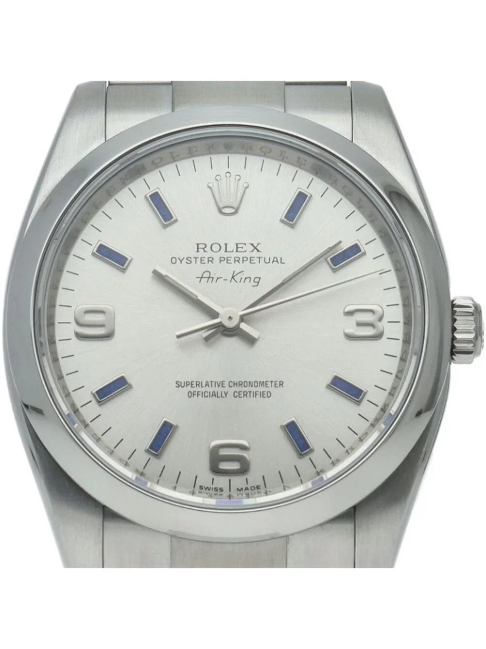 Rolex Air King Watch Box SS Silver Polished