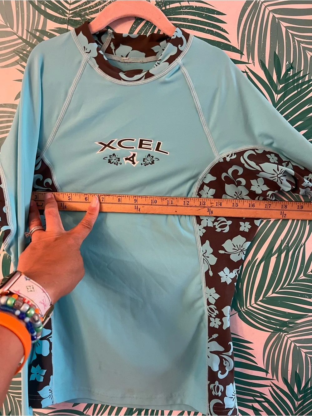 XCEL Aqua Floral Rash Guard Sz 10
