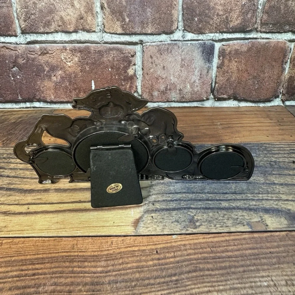 Vintage Pewter Tone Doggy Dog Picture Frame Multi Photo Novelty Humor Desk Shelf