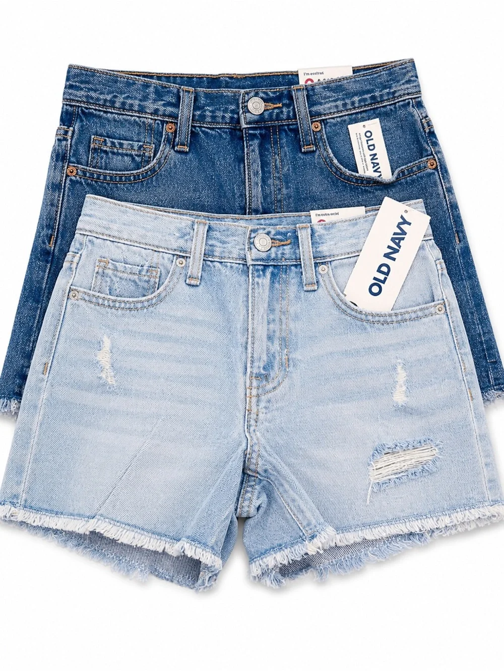 Old Navy Two-Tone Denim Cutoff Shorts - Light Blue & Dark Blue