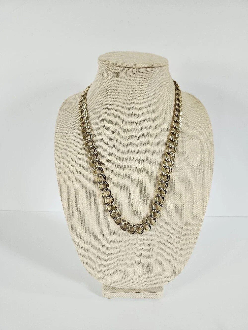 Vintage '90s Polished Gold Tone Double Flat Curb Link Chunky Chain Necklace 24