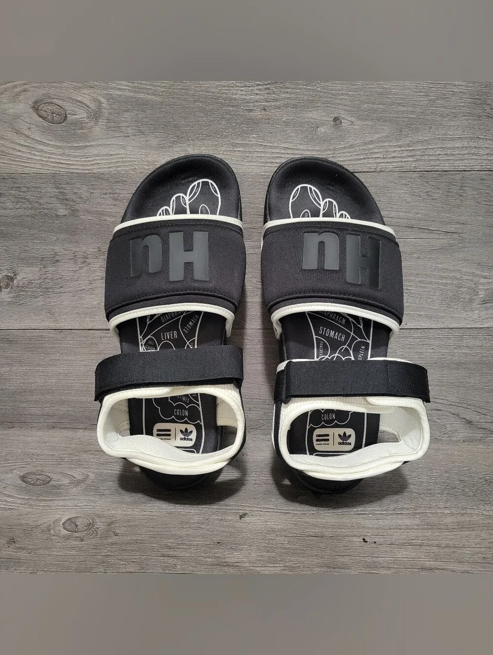 Adidas x Pharrell Adilette 2.0 Mens Size 11 Human Race HU Black Sandals Slides
