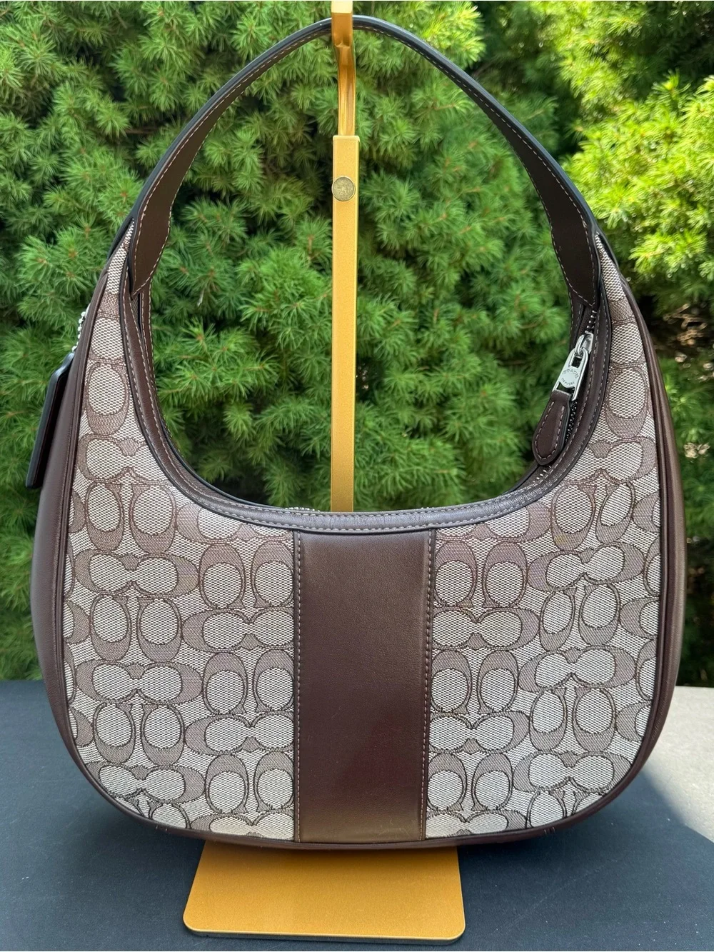 Coach Carmen Brown Signature Hobo Bag - Iconic Canvas and Leather