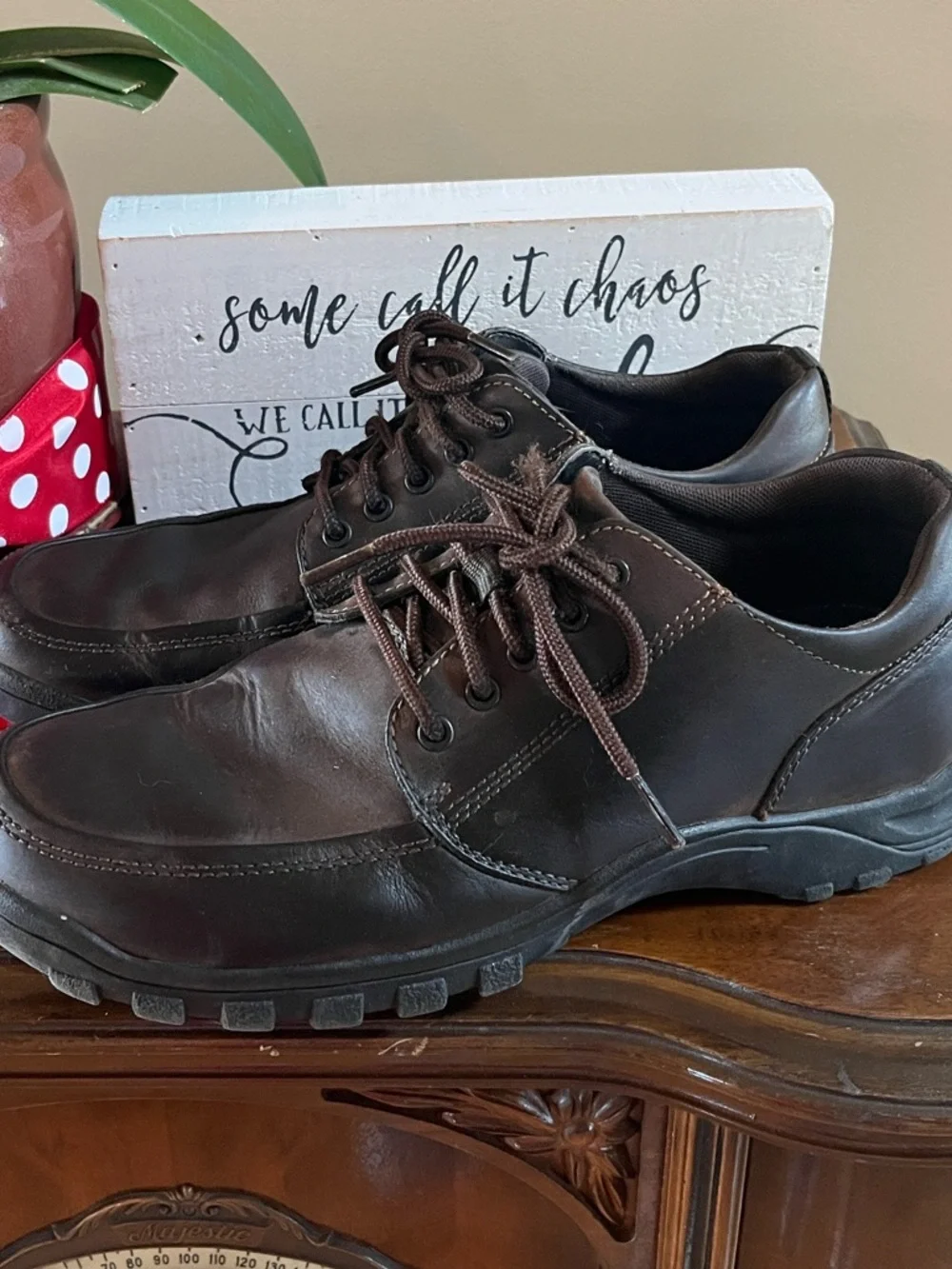 Brown Leather Lace Up Business Casual Men’s 9.5 Rockport Capital Derby Loafers