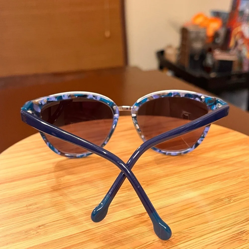 Carolina Herrera SHE688 Blue Marbled Cat Eye Sunglasses Frames Only
