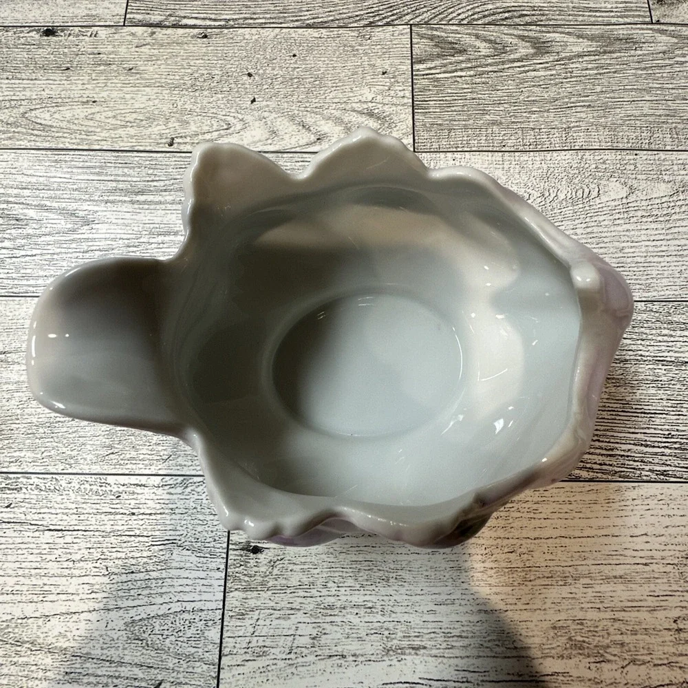 Purple Floral Painted Bowl 4.5x3.25x2.5
