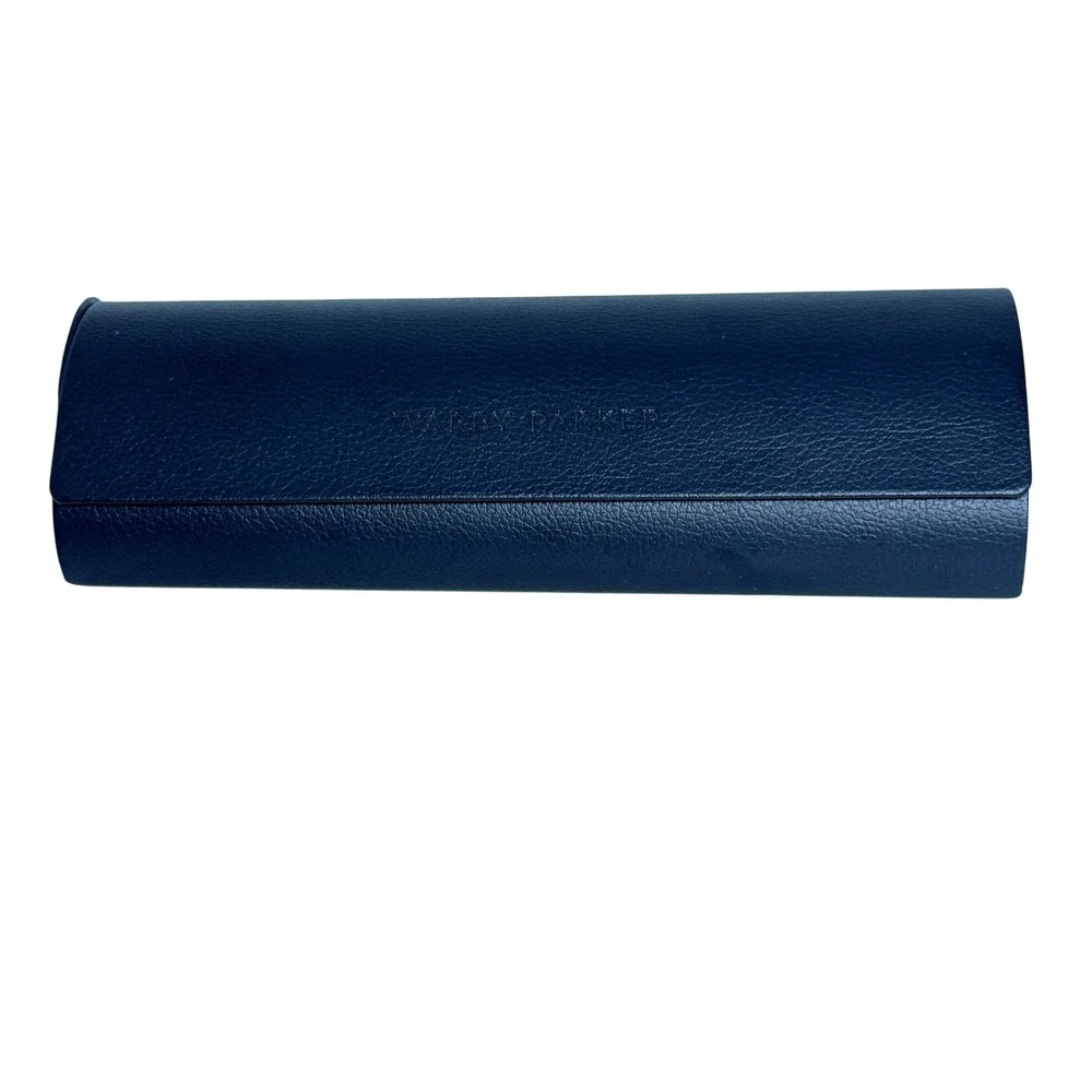 Warby Parker Navy Blue Faux Leather Hard Shell Eyeglasses Case Nice To See You‎