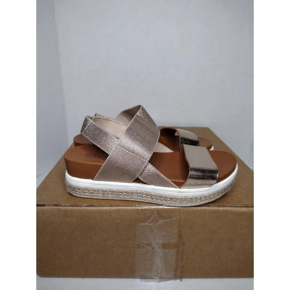 MIA Kids Girls Glitter Elastic‎ Strap Platform Sandals Rose Gold Size 1