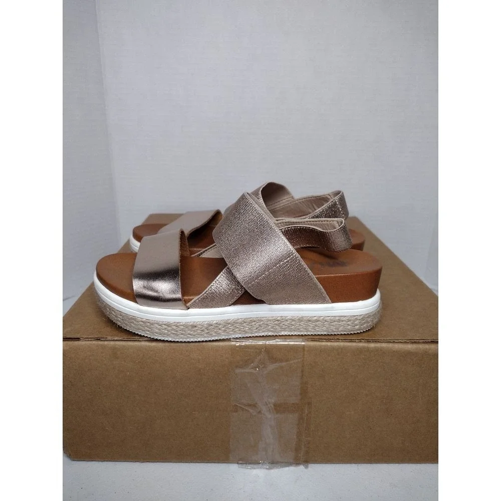 MIA Kids Girls Glitter Elastic‎ Strap Platform Sandals Rose Gold Size 1