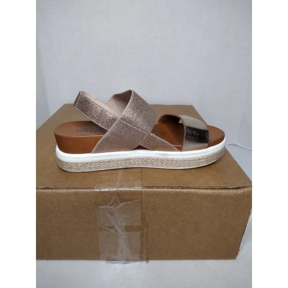 MIA Kids Girls Glitter Elastic‎ Strap Platform Sandals Rose Gold Size 1