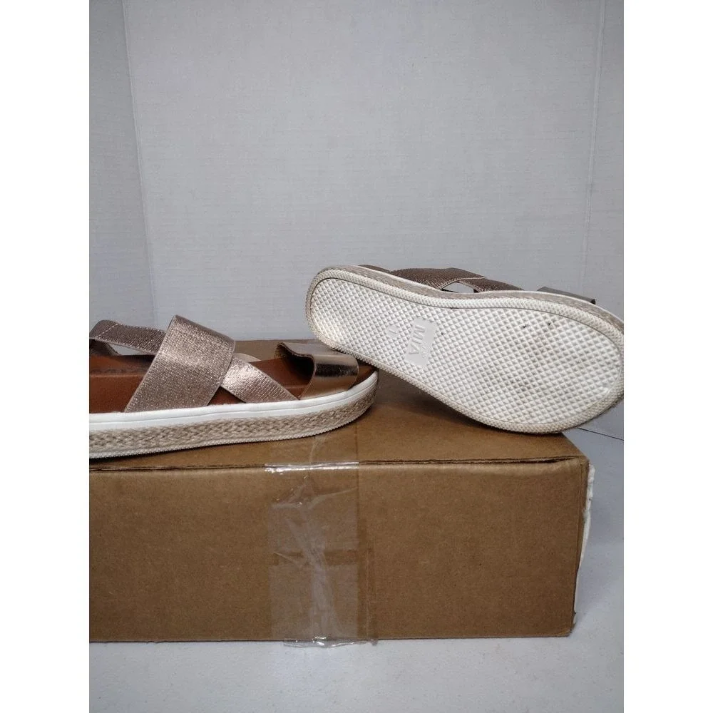 MIA Kids Girls Glitter Elastic‎ Strap Platform Sandals Rose Gold Size 1