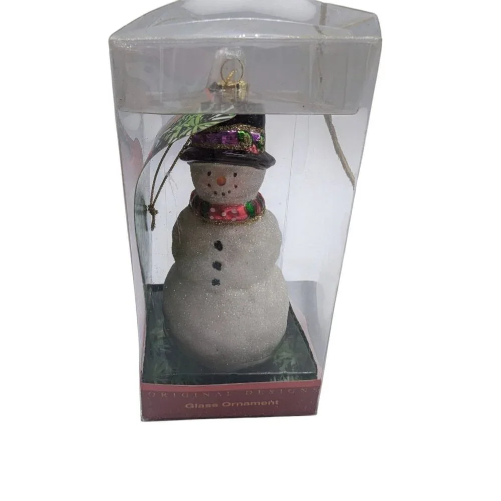 Margaret Cobane Original Designs Snowman Glass Ornament