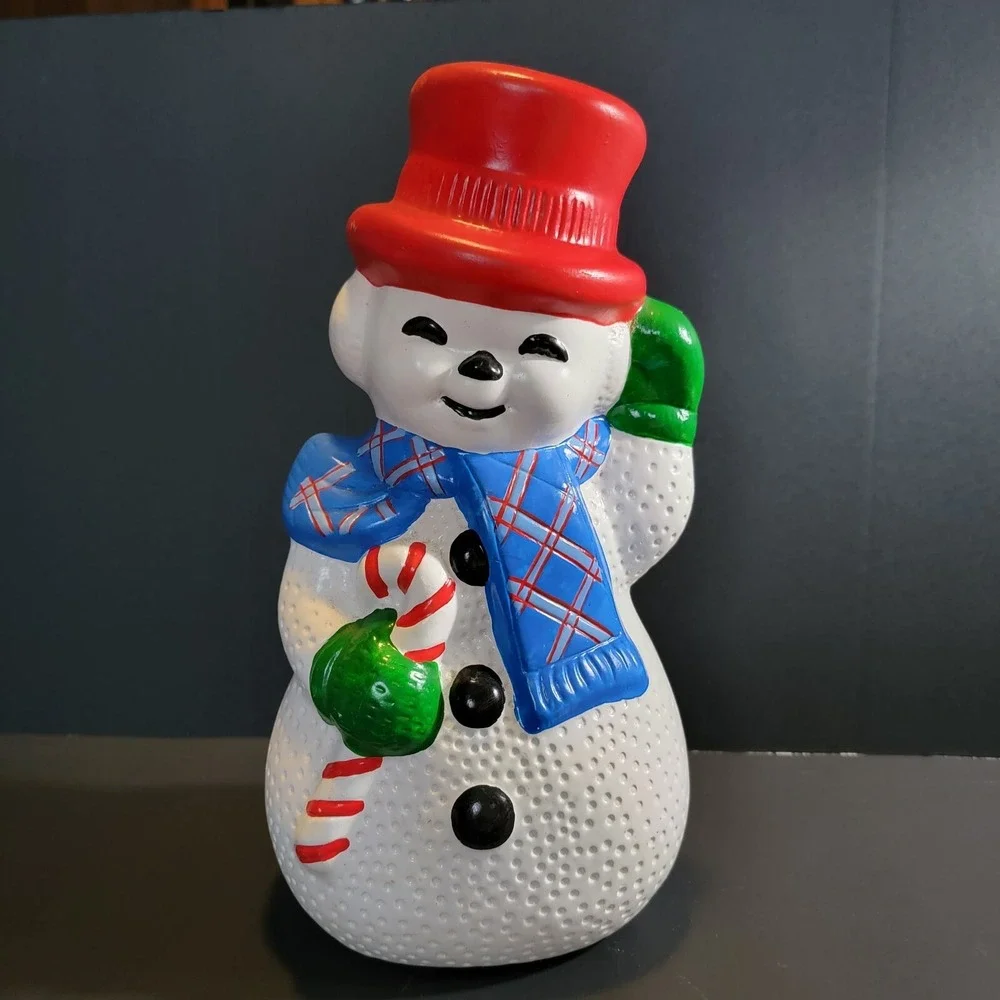 Vintage Ceramic Christmas Snowman Figurine 13 Inch
