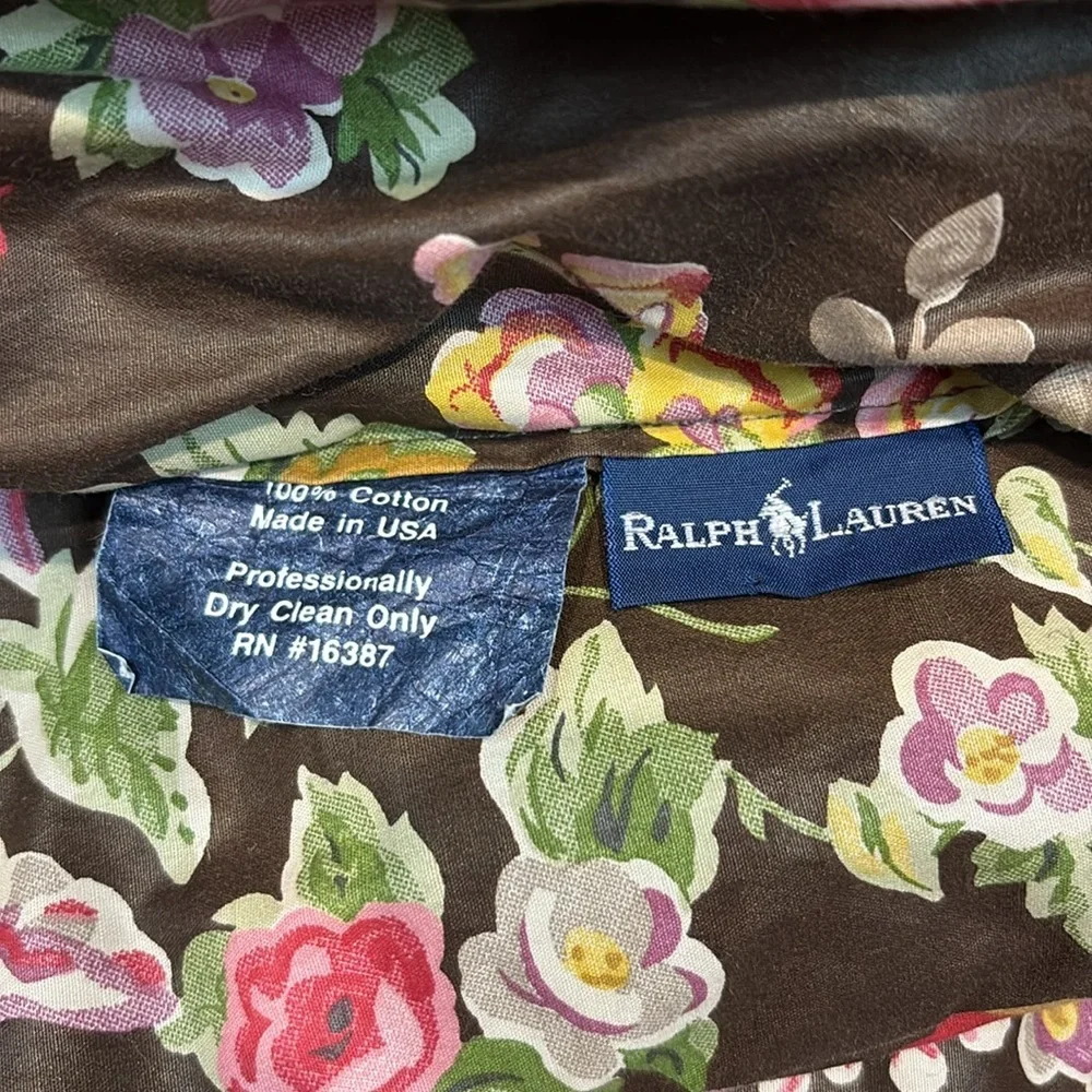 Vintage Rare Ralph Lauren Chocolate Brown Floral Reversible Twin Comforter