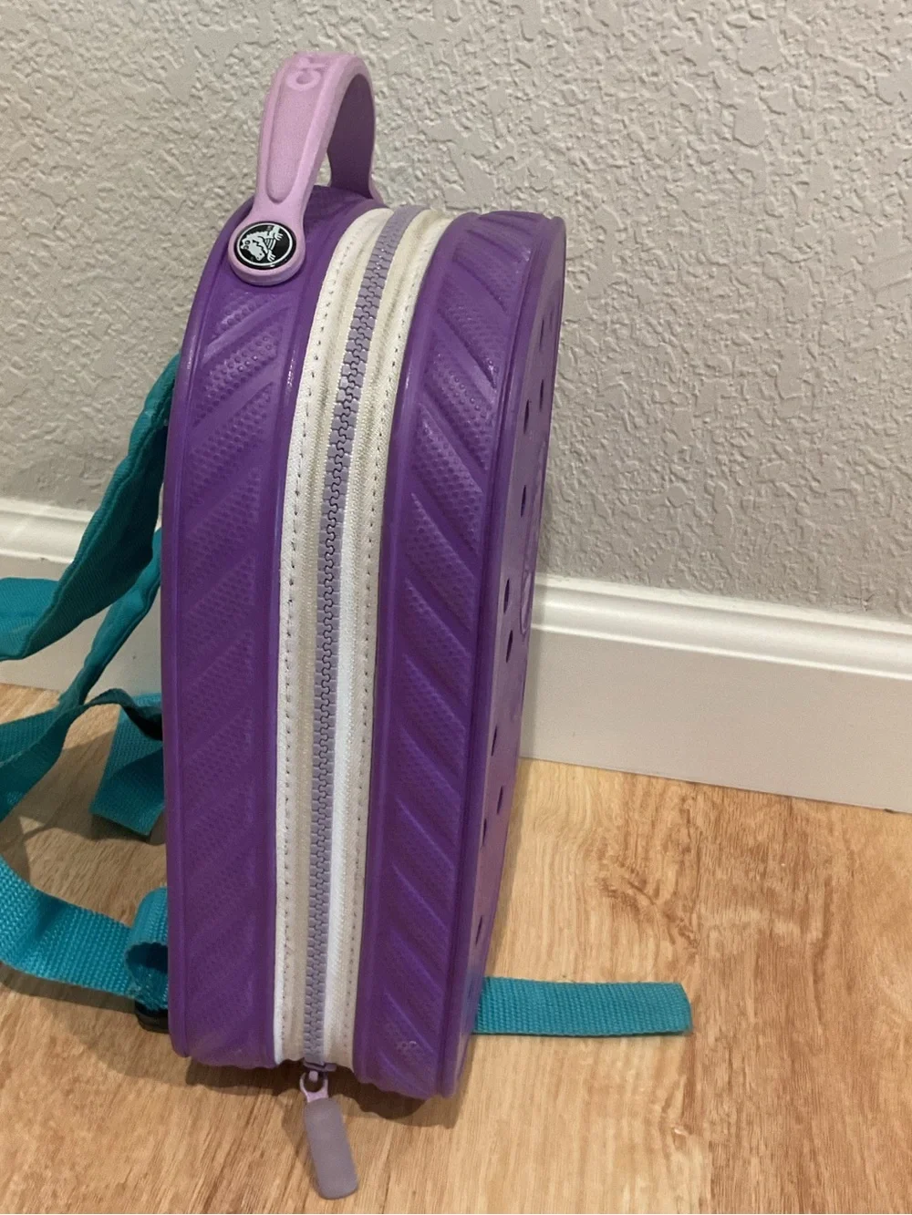 Crocs durable Backpack purple with Teal adjustable Straps zipper closure school