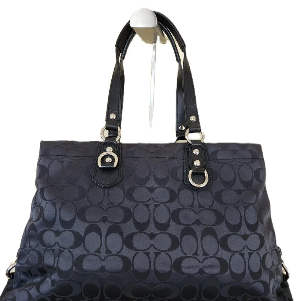 Like New Coach Ashley Black & Gray Handbag Satchal Tote Bag Purse