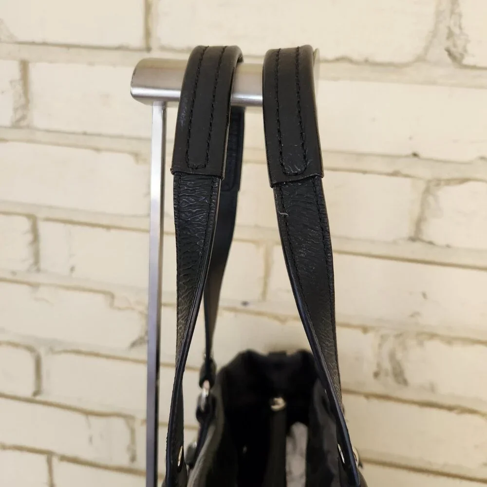 Like New Coach Ashley Black & Gray Handbag Satchal Tote Bag Purse