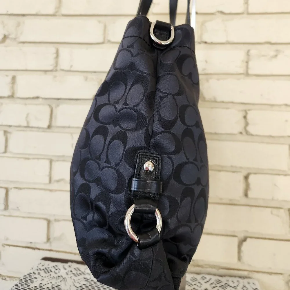 Like New Coach Ashley Black & Gray Handbag Satchal Tote Bag Purse
