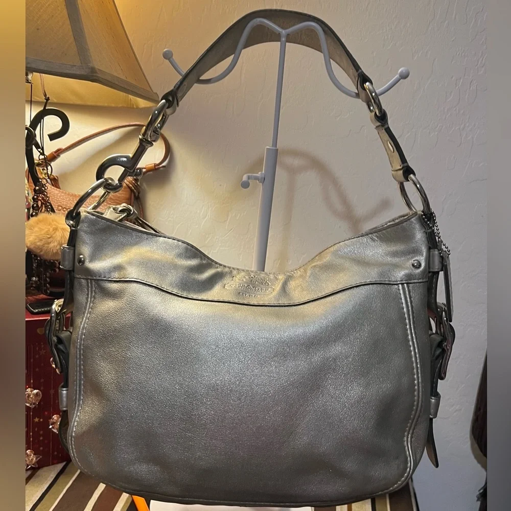 Coach 2008 Zoe Silver Leather Hobo Shoulder Bag Creed J0882-12671 (PIF)