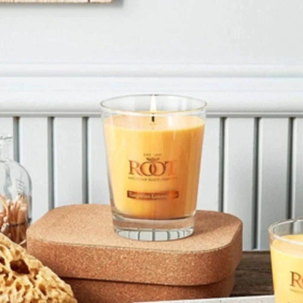 Root Candles Tangerine Lemongrass Beeswax Blend 10.5oz Orange Scented Jar Candle