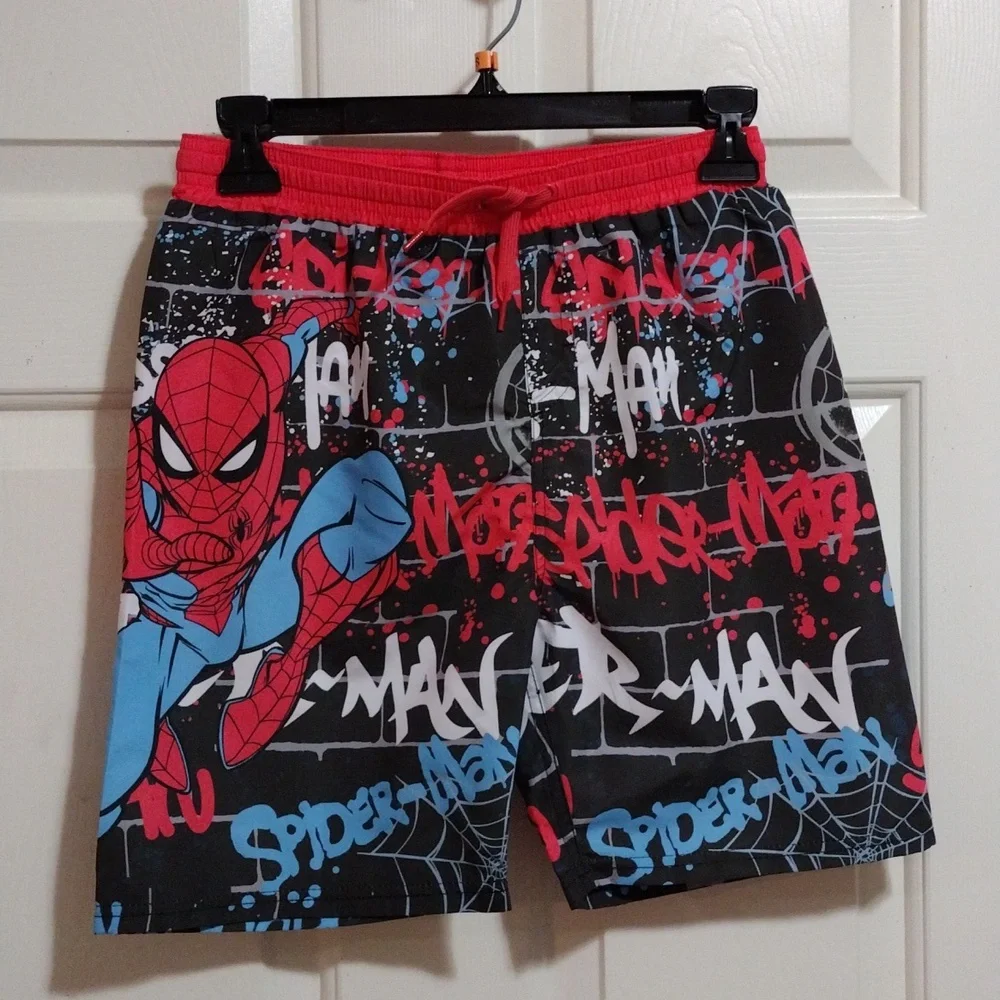 Spider-Man Swim Trunks - Black and Red Size Boy's Size 10/12 🆕