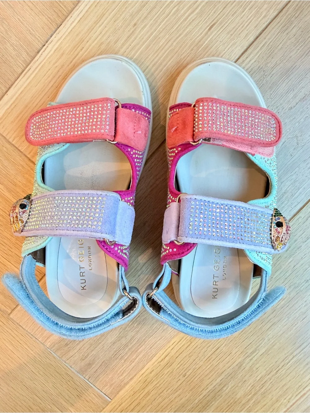 Kurt Geiger Girls Multicolor Sparkle Velcro Sandals