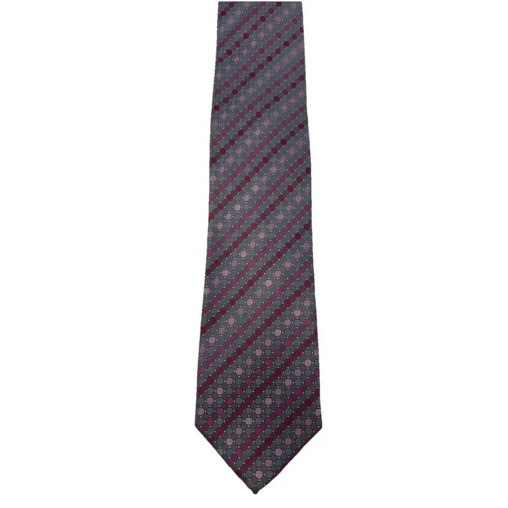 Calvin Klein‎ Gray & Pink Polka Dot Silk Tie 59