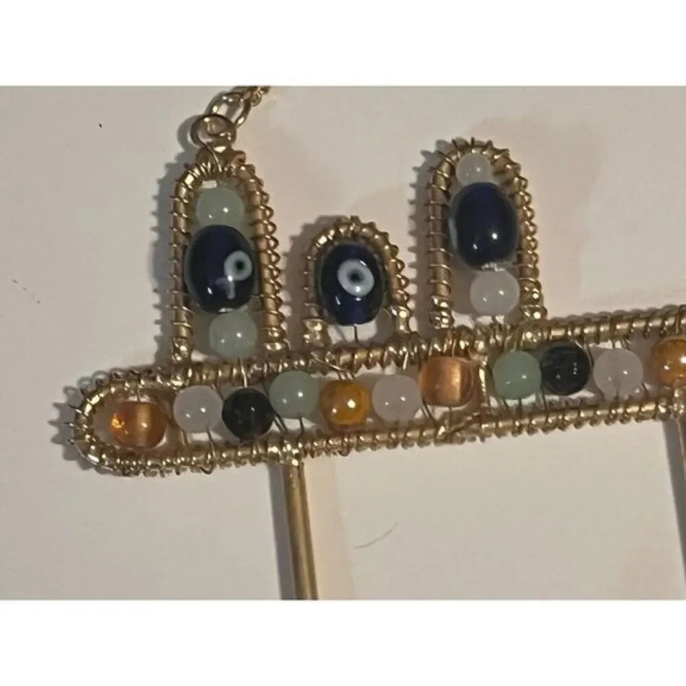 Earthbound Key Holder Hooks Wall Hanger With Evil Eye‎ Beads And More