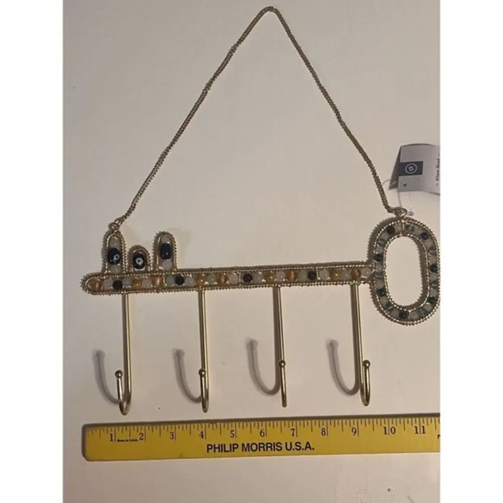 Earthbound Key Holder Hooks Wall Hanger With Evil Eye‎ Beads And More