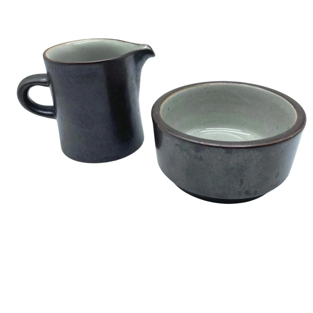VINTAGE L Hjorth Denmark creamer‎ pitcher and sugar dish MCM Pottery