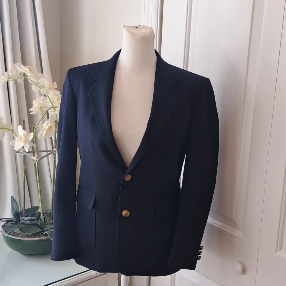 Nordstrom Boys Classic Navy Wool Blend Blazer/Sports Coat Uniform/Formal‎ S-14
