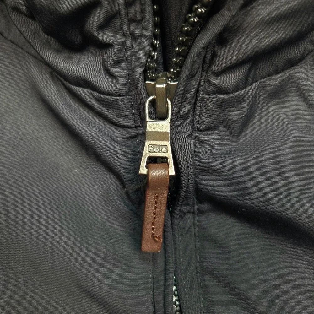 Vtg Polo‎ Ralph Lauren Jacket Fleece Lined Mens Large Black Removeable Hooded