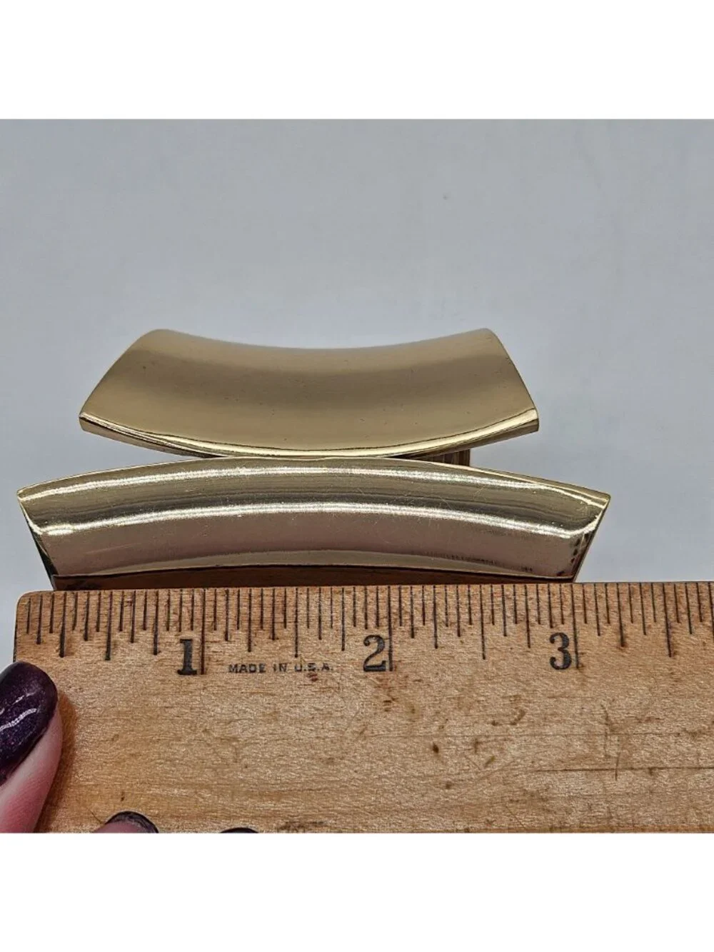 Vintage Gold Tone Wide Off Set Hinge Cuff Bangle Statement 3