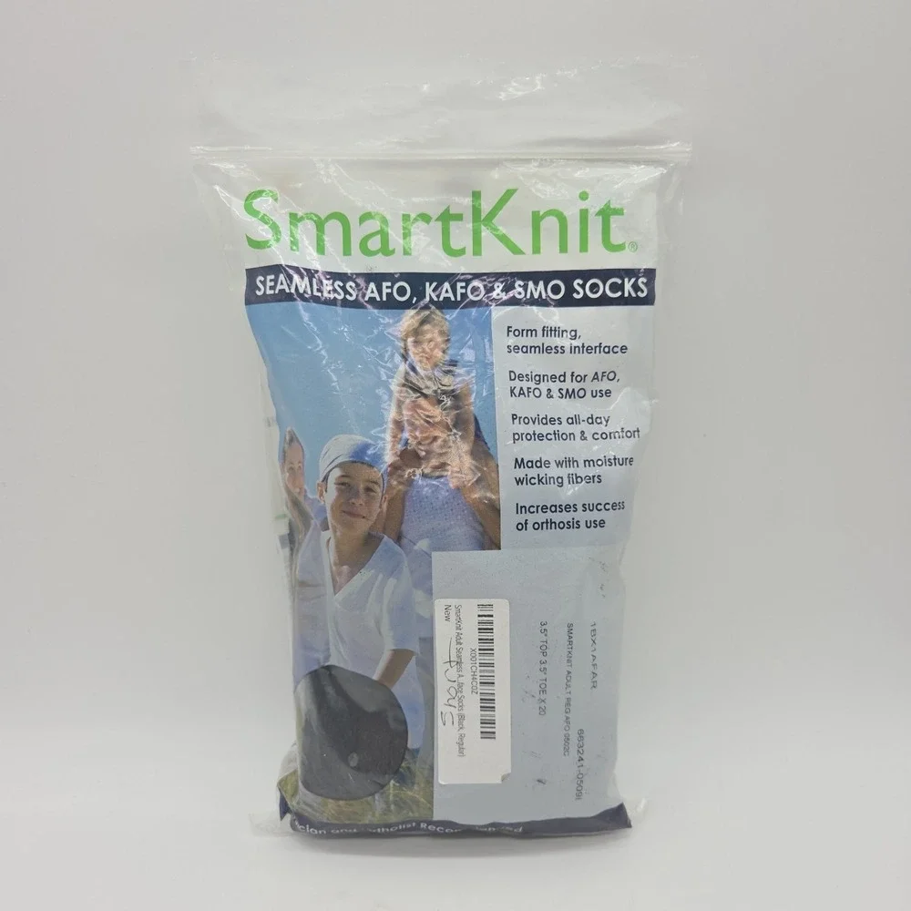 NEW SmartKnit Adult Seamless AFO Interface Pair Of Socks Adult Regular New Black