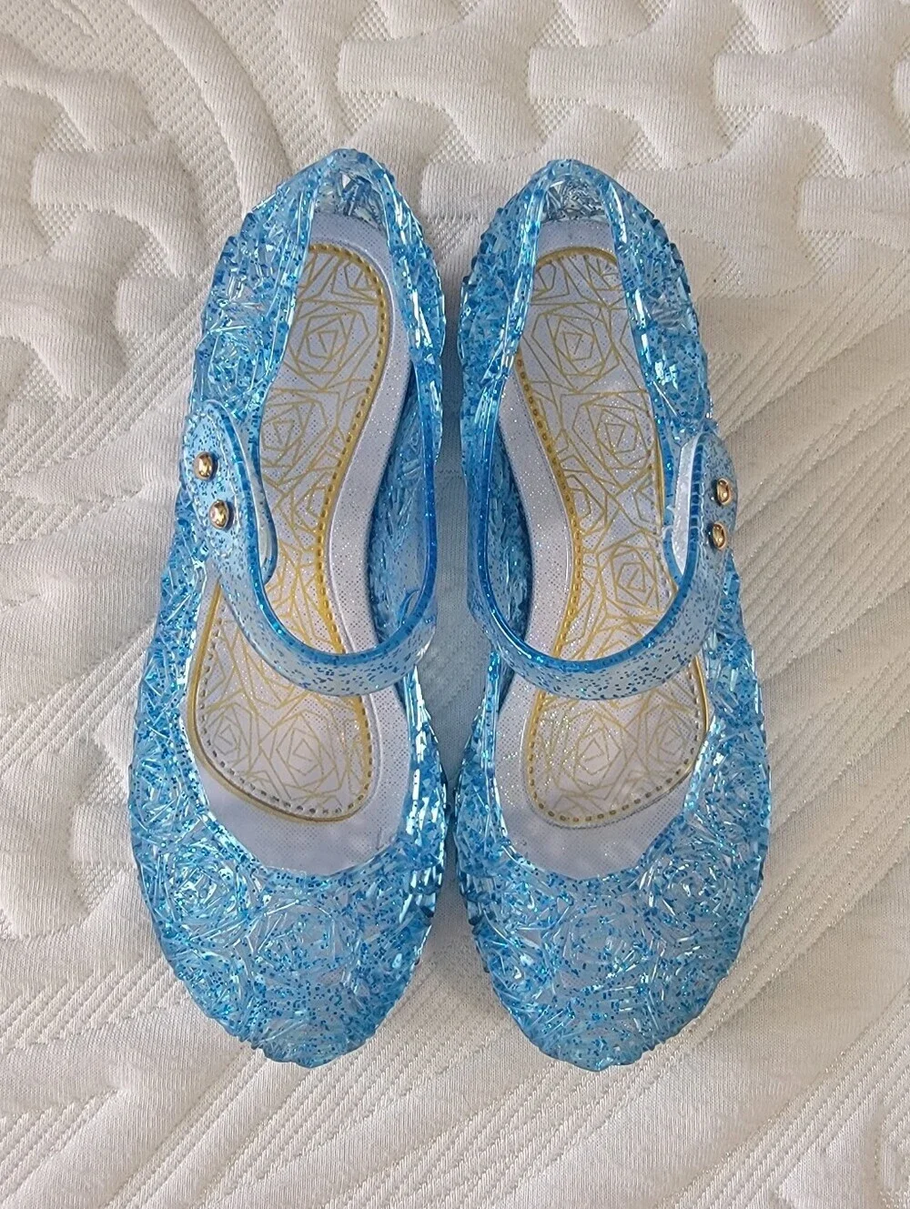 Girls Blue Jelly Mary Jane Shoes Inspired By Elsa Frozen Size 31 US 13C